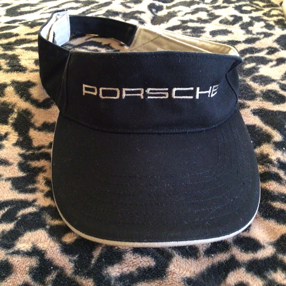 Porsche Adjustable Visor Hat Black and Cream One Size Fits All